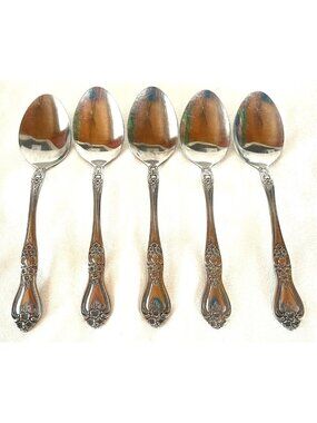 5 Stanley Roberts Precious Rose Stainless Tablespoons Rogers Korea Vintage